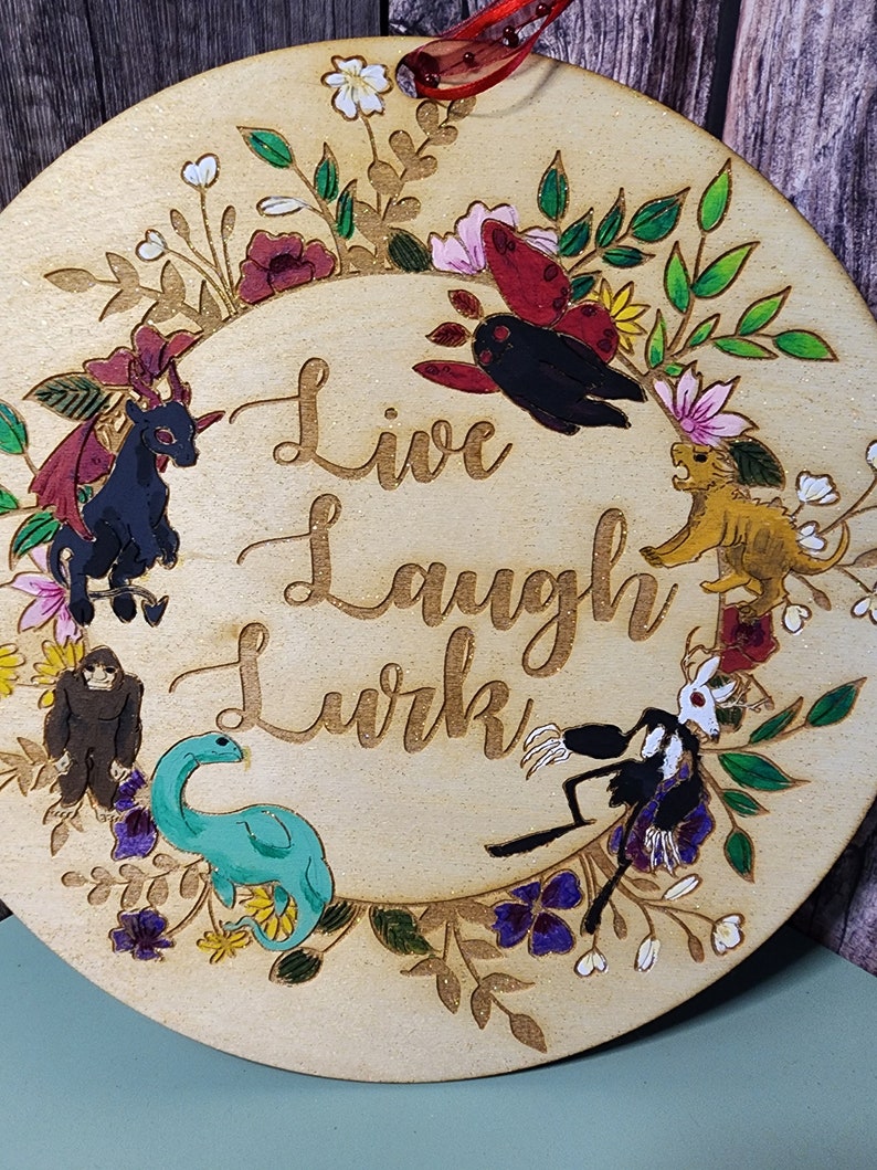 Live Laugh Lurk Cryptid Sign Wood Art Piece image 3