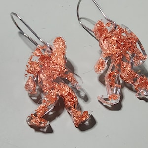 Big Foot Sasquatch Copper Flake Filled Resin Earrings