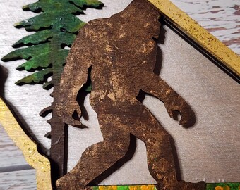 California Outline Big Foot or Sasquatch 3D Layered Laser Cut Wood Art Piece