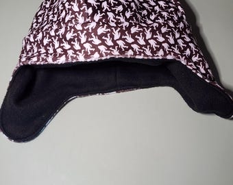 Big Foot Fleece Print Cryptid Earflap Fleece Hat