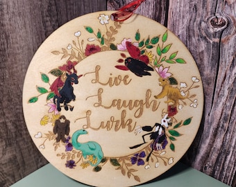 Live Laugh Lurk Cryptid Sign Wood Art Piece