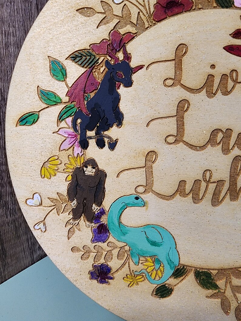Live Laugh Lurk Cryptid Sign Wood Art Piece image 4
