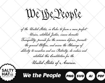 We The People SVG, 2e amendement Svg, 4 juli Svg, Amerikaanse vlag Svg, commercieel gebruik, Grondwet, silhouet door Salty Hat Co
