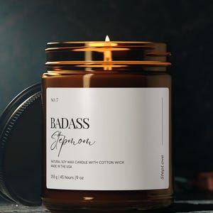 Badass Stepmom Gift: Scented Soy Candle, Eco-Friendly Home Decor