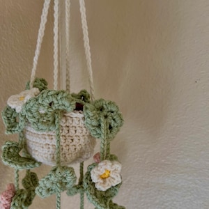 Handmade Crochet Hanging Plant with Flowers | Crochet Gift