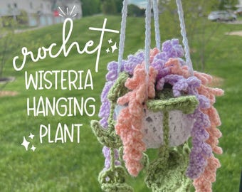 Glycine suspendue au crochet avec lianes | Cadeaux au crochet Cottagecore