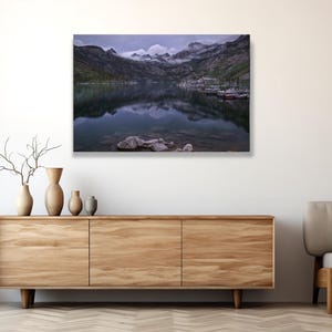 California Sierra Nevada Decor, Lake in High Sierras Canvas, Snowy Sierra Nevada Photo, Rustic Art, Mountain Peaks Beauty, California Lake