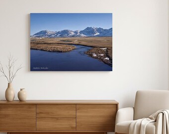 Siera Nevada Leinwanddruck, Landschaftsfoto von Kalifornien, rustikale Wandkunst