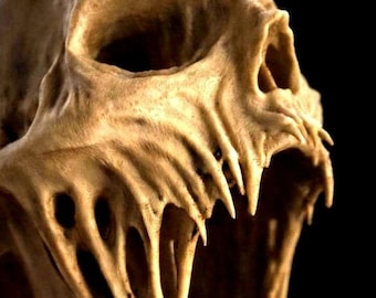 Life Size Gothic Skull Sculpture | Hand Painted Horror Display Piece