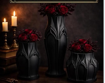Gothic Cathedral Vase Set | 3-Piece Dark Decor (STL Download)