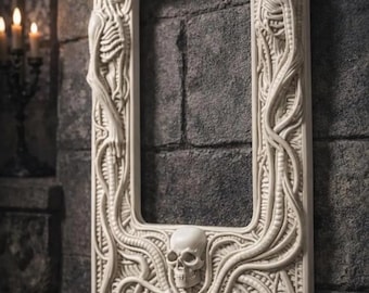 Gothic Wall Frame STL – Skeletal Bone Horror Decor – 3D Print File