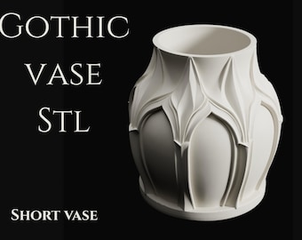 Short Gothic Cathedral Vase | Dark Home Decor 3D Print File (STL Download)