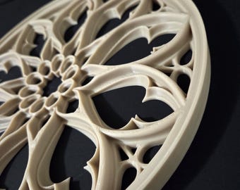 Gothic Rose Window Wall Decor | Black Cathedral Art, Medieval Inspired, Witchy Home Accent
