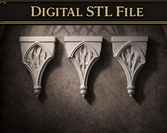 Gothic Corbel STL Set – Cathedral Arch Wall Brackets, Dark Academia Decor (Digital Download)
