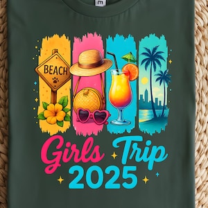 Brushstroke girls trip 2025 png, girls vacation png, girls getaway png, fun in the sun png, 2025 girls trip design png, beached png design