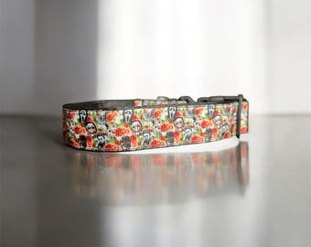 Coleira Floral de Filme de Terror para Cães / Feita à Mão, 2,5 cm / Acessórios Assustadoramente Fofos para Pets