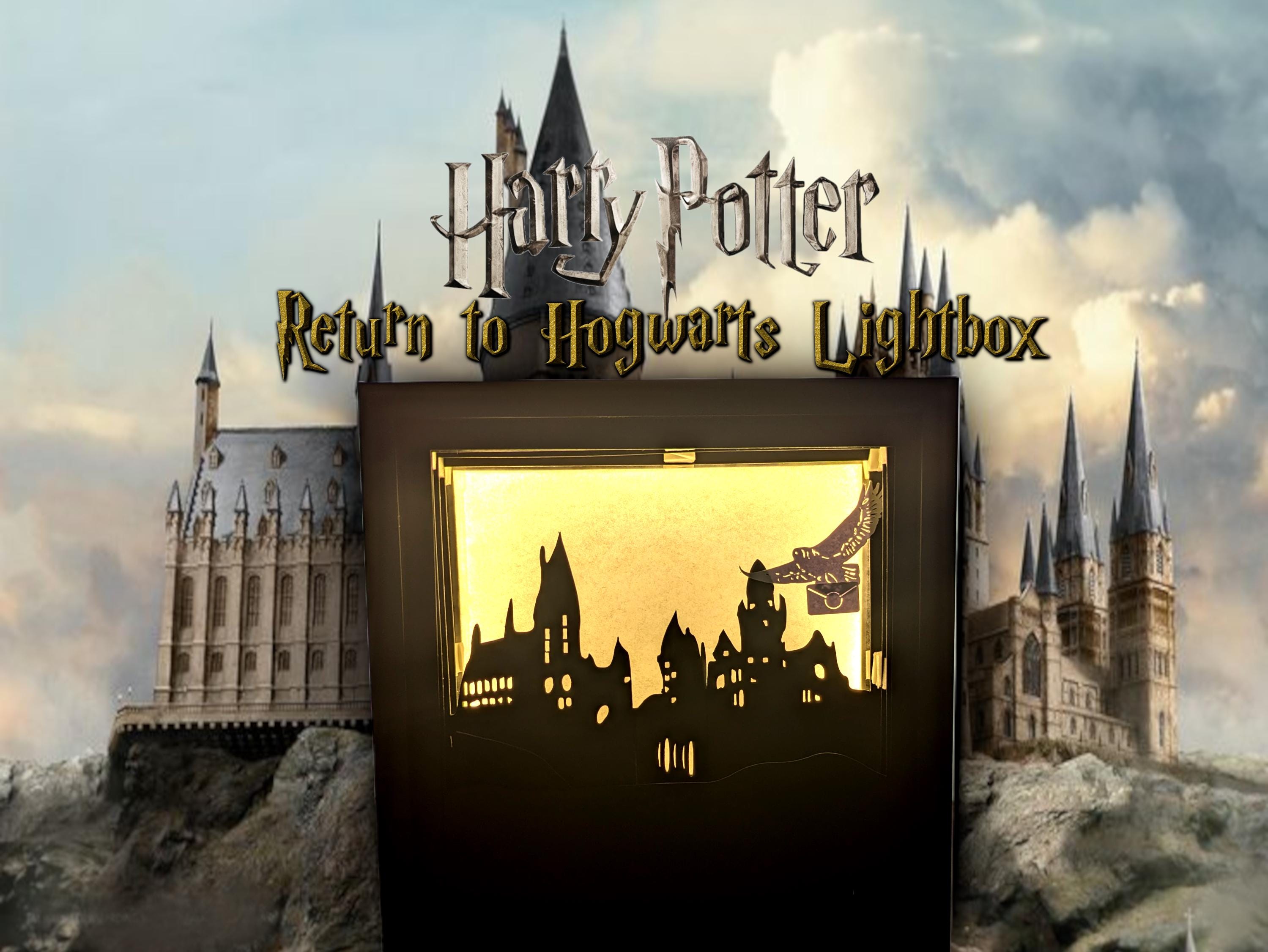 Harry Potter Owl Post Lightbox – Hogwarts Castle 3D Scene, Papercut Shadowbox with LED Lightin