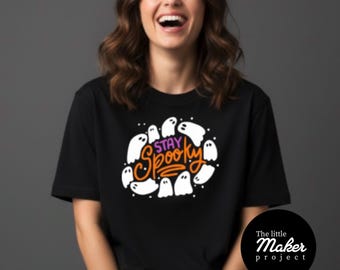 Stay Spooky Ghost Halloween T Shirt, Cute Hand Drawn Graphic Tee, Personalized Unisex Spooky Season Shirt, Custom Trick Or Treat Top