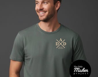 Gepersonaliseerde papa-T-shirt met kindernamen, aangepast T-shirt vader est jaar, nieuwe papa gevestigde top, minimalistisch zakt-shirt, vaderdagcadeau