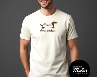 Grafisch T-shirt vader teckel hond, grappige worstje gepersonaliseerde katoenen T-shirt, aangepaste pet vader tshirt, bont baby herentop, nieuwigheid cadeau voor hem