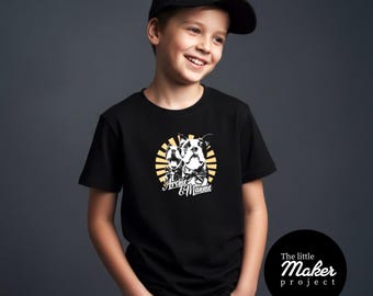 Camiseta gráfica personalizada para niños de su perro o gato: regalo de retrato de mascota personalizado hecho a mano, camisetas para amantes de los animales de inspiración vintage para niños