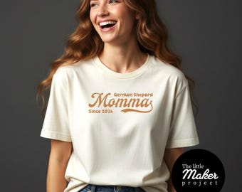 Camiseta personalizada de estilo vintage para mamá de perro desde la fecha personalizada: camisetas 100 % algodón de recuerdo y anuncio para amantes de las mascotas y los animales.