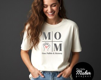 Camiseta personalizada con nombre de mascota para mamá de perro: camisetas 100 % algodón con anuncio de cachorro para amantes de las mascotas, camiseta personalizada con el logotipo de mamá de bebé de piel gráfica