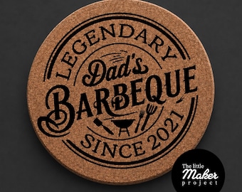 Personalised BBQ Engraved Trivet for Dad, Custom Barbecue Grill Accessory,  Father’s Day gift for him, Pop Keepsake Hot Pad, Custom Cork Mat