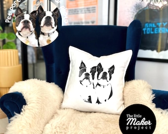 Funda de almohada con retrato de mascota personalizado: funda de cojín decorativa con cremallera de algodón personalizada para perro o gato, regalo único hecho a mano para amantes de los animales.