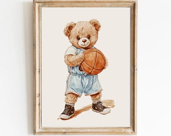 Vintage Sports Teddy Bear Nursery Print: Golf Theme (Digital Download)