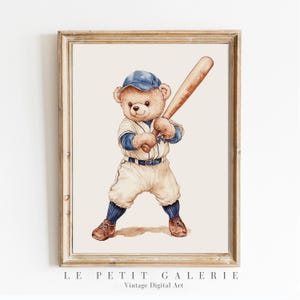 Vintage Sports Teddy Bear Nursery Prints, Baby Boy Sports Room Wall Art, babyshower gift boy, golf theme nursery, charming bear