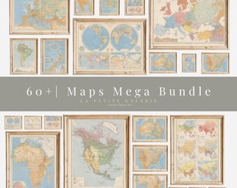 Vintage World Maps Mega Bundle: Antique Atlas Digital Prints (PDF)