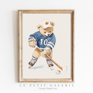 Vintage Sports Teddy Bear Nursery Prints, Baby Boy Sports Room Wall Art, babyshower gift boy, golf theme nursery, charming bear