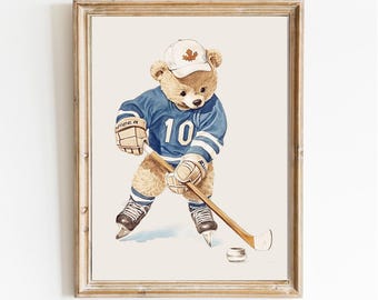 Vintage Sports Teddy Bear Nursery Print: Golf Theme (Digital Download)