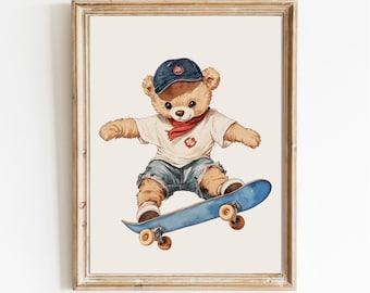 Vintage Sports Teddy Bear Nursery Print: Golf Theme (Digital Download)