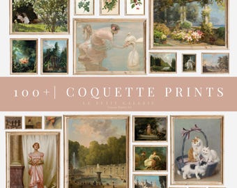 100+ Coquette Prints | Vintage Romantic Art, French Aesthetic Wall Decor, Rococo Paintings,Chateaucore Prints,Floral Garden Art,Elegant Home