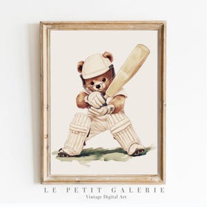 Vintage Sports Teddy Bear Nursery Prints, Baby Boy Sports Room Wall Art, babyshower gift boy, golf theme nursery, charming bear
