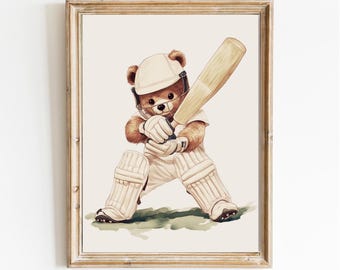 Vintage Sports Teddy Bear Nursery Print: Golf Theme (Digital Download)