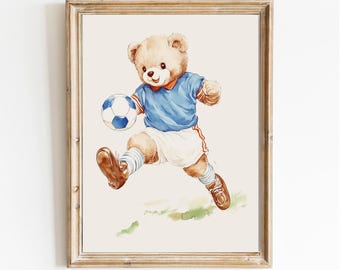 Vintage Sports Teddy Bear Nursery Print: Golf Theme (Digital Download)
