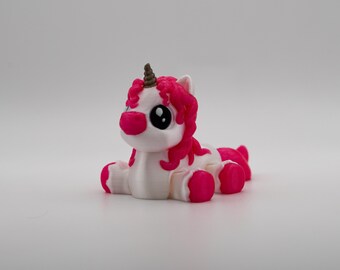 3D-geprint eenhoornbeeldje: glanzend, levendig, ontworpen door SugarPaws3D