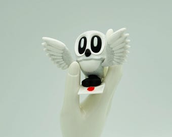 3D-geprinte uil met letter: grillig fantasiedecor