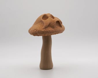 Deathcap-sculptuur paddenstoelschedel: gotisch decor, 3D-geprinte kunst