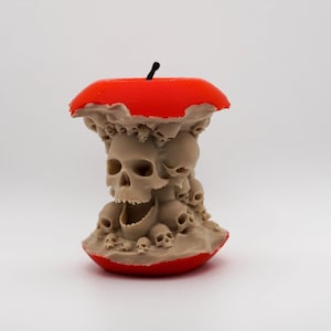 3D Printed Apple Skull Sculpture: Gothic Forbidden Fruit Decor