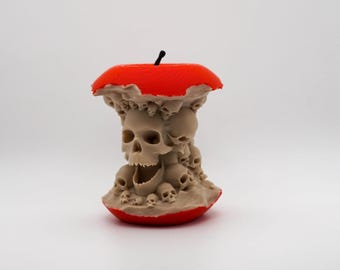 3D-geprinte appelschedelsculptuur: Gothic Forbidden Fruit-decor