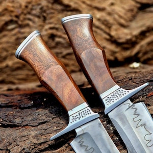 Handmade Hunting & Camping Knife | Dragon Steel Forged Outdoor Bushcraft Blade with Wooden Handle | Collectible Gift for Knife Enthusiasts