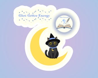 Black Cat Witch Sticker, Glow Getter Decor, Laptop Stickers