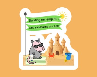 Beach Boss Opossum Sticker: Funny Summer Vinyl Decal