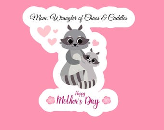 Mother's Day Raccoon Mom & Baby Sticker | Laptop, Planner Decor