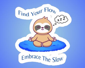 Sloth Meditation Vinyl Sticker - Mindfulness Gift