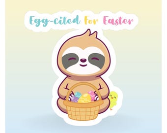 Easter Sloth Celebration Fun and Festive Sticker